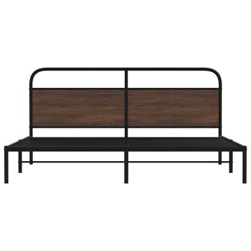 Elegant Brown Oak Metal Bed Frame 180x200 cm Super King