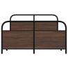 Brown Oak Metal Bed Frame 140x190 cm | Durable & Timeless Design