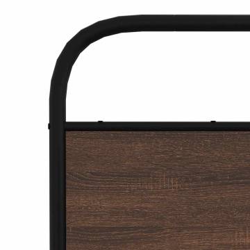 Brown Oak Metal Bed Frame 140x190 cm | Durable & Timeless Design