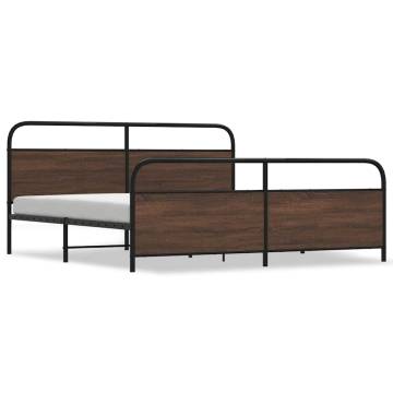 Metal Bed Frame Without Mattress | Brown Oak 200x200 cm