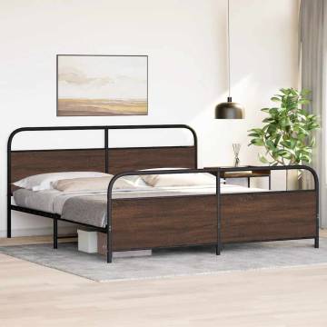 Metal Bed Frame Without Mattress | Brown Oak 200x200 cm