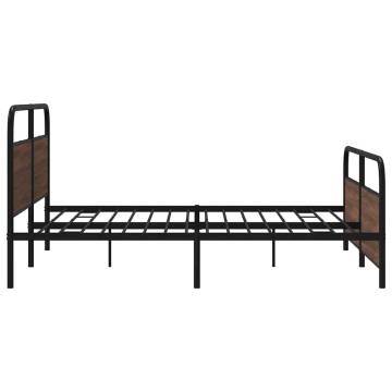 Metal Bed Frame Without Mattress | Brown Oak 200x200 cm