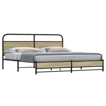 Sonoma Oak Metal Bed Frame 180x200 cm Super King - Robust Design