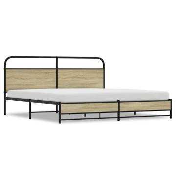 Sonoma Oak Metal Bed Frame 180x200 cm Super King - Robust Design