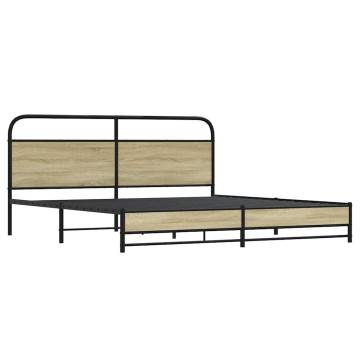 Sonoma Oak Metal Bed Frame 180x200 cm Super King - Robust Design