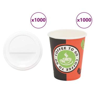 Paper Coffee Cups with Lids - 1000 pcs 8oz | HipoMarket