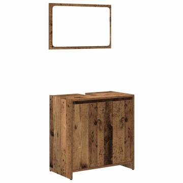 3 Piece Bathroom Furniture Set - Old Wood Engineered Wood