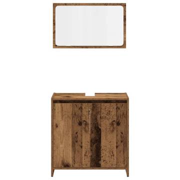 3 Piece Bathroom Furniture Set - Old Wood Engineered Wood