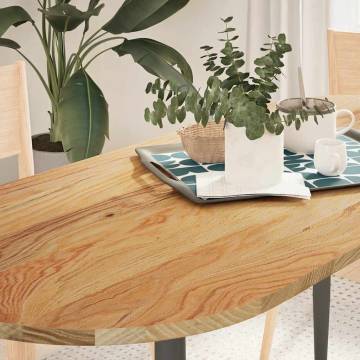 Light Brown Solid Wood Oak Oval Table Top - 140x60 cm