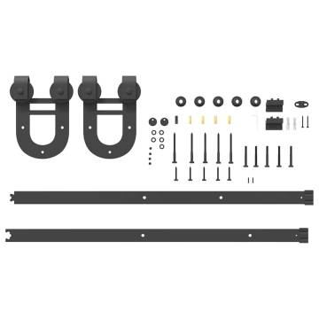 Sliding Door Hardware Kit 183 cm Steel Black - HipoMarket