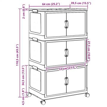 3-Tier Stackable Storage Box with Wheels - 75L | HipoMarket