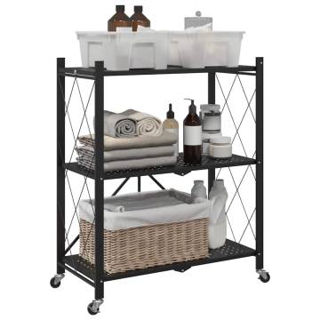 Storage Shelf on Wheels Black - 71x34x88 cm Steel