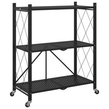 Storage Shelf on Wheels Black - 71x34x88 cm Steel