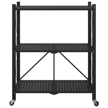 Storage Shelf on Wheels Black - 71x34x88 cm Steel