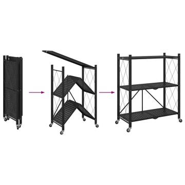 Storage Shelf on Wheels Black - 71x34x88 cm Steel