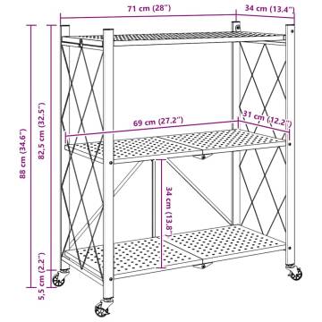 Storage Shelf on Wheels Black - 71x34x88 cm Steel