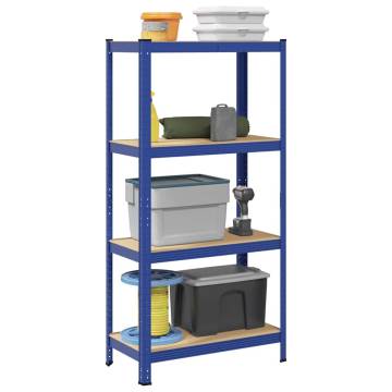 4-Layer Storage Shelf - Blue Steel & Engineered Wood