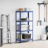 4-Layer Storage Shelf - Blue Steel & Engineered Wood