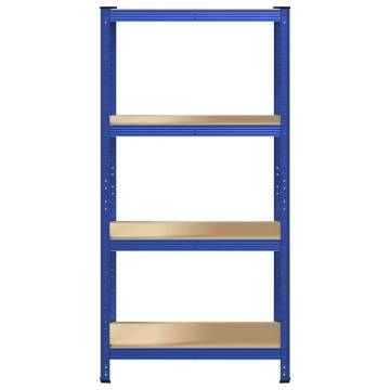 4-Layer Storage Shelf - Blue Steel & Engineered Wood