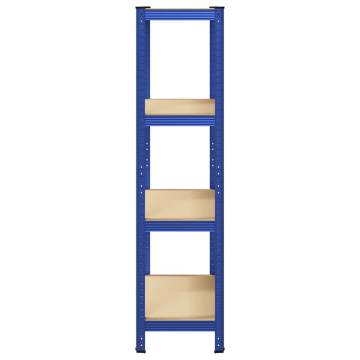 4-Layer Storage Shelf - Blue Steel & Engineered Wood