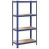 4-Layer Storage Shelf - Blue Steel & Engineered Wood