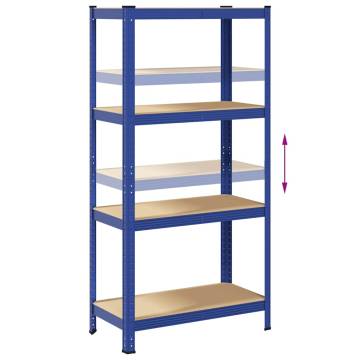 4-Layer Storage Shelf - Blue Steel & Engineered Wood