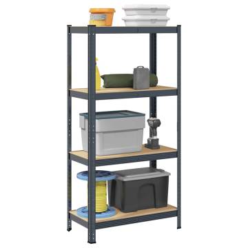 4-Layer Anthracite Storage Shelf - Steel & Engineered Wood