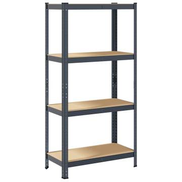 4-Layer Anthracite Storage Shelf - Steel & Engineered Wood