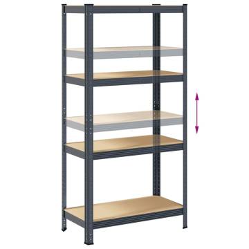 4-Layer Anthracite Storage Shelf - Steel & Engineered Wood