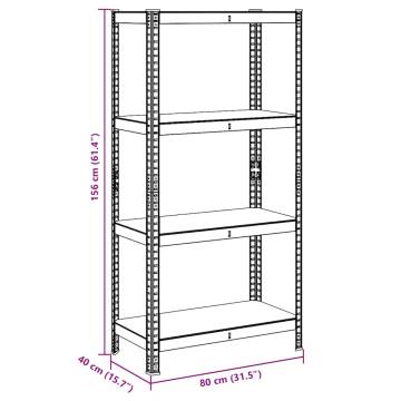 4-Layer Anthracite Storage Shelf - Steel & Engineered Wood