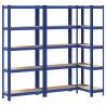 5-Layer Storage Shelves - 3 pcs Blue Steel & Engineered Wood