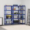 5-Layer Storage Shelves - 3 pcs Blue Steel & Engineered Wood