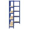 5-Layer Storage Shelves - 3 pcs Blue Steel & Engineered Wood