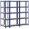 5-Layer Storage Shelves - 3 pcs Blue Steel & Engineered Wood