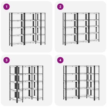 5-Layer Storage Shelves - 3 pcs Blue Steel & Engineered Wood