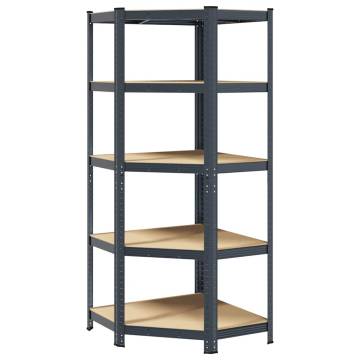 5-Layer Corner Shelf | Anthracite Steel & Engineered Wood