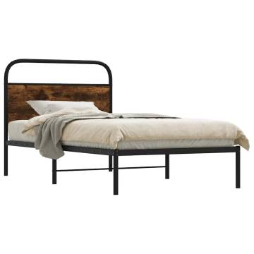 Robust 90x190 cm Smoked Oak Bed Frame - Without Mattress