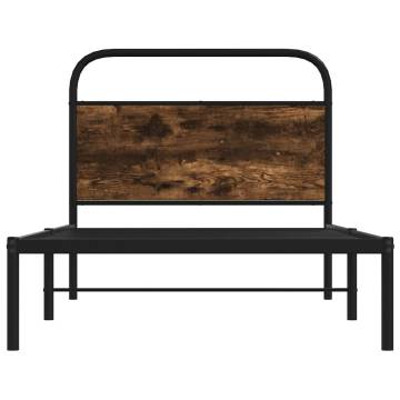 Robust 90x190 cm Smoked Oak Bed Frame - Without Mattress