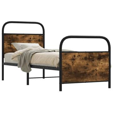 Elegant Bed Frame Without Mattress 75x190 cm - Smoked Oak