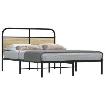 Small Double Bed Frame 120x190 cm in Sonoma Oak | Hipo Market