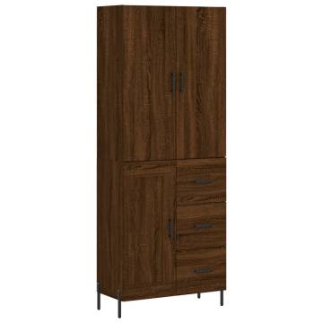 Stylish Highboard in Brown Oak | 69.5x34x180 cm