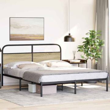 150x200 cm King Size Bed Frame - Sonoma Oak & Steel Design