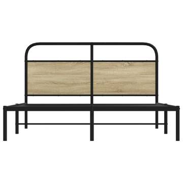 150x200 cm King Size Bed Frame - Sonoma Oak & Steel Design