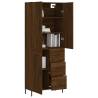 Stylish Highboard in Brown Oak | 69.5x34x180 cm