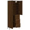 Stylish Highboard in Brown Oak | 69.5x34x180 cm