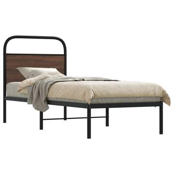 Small Single Bed Frame Without Mattress - 75x190 cm Brown Oak