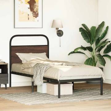 Small Single Bed Frame Without Mattress - 75x190 cm Brown Oak