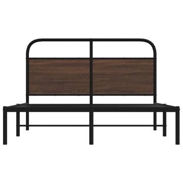 Elegant Brown Oak Bed Frame - 135x190 cm Double Size