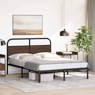 Elegant Brown Oak Bed Frame 160x200 cm - No Mattress Included