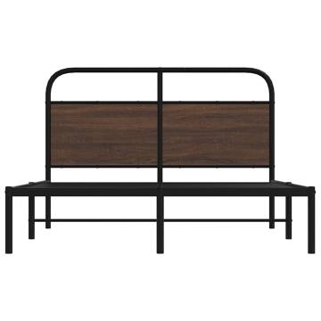 Elegant Brown Oak Bed Frame 160x200 cm - No Mattress Included